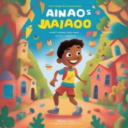 An illustration for a children's book cover titled 'As Aventuras de Janjão, Um Menino Curioso'