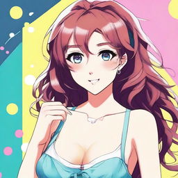 Create an image of an anime-style waifu wearing a stylish bra