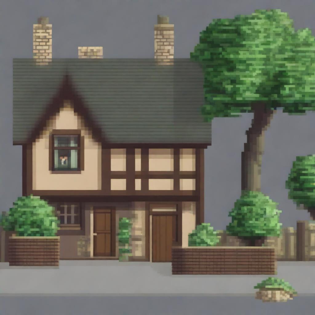 A pixel art image of Harry Potter's house on Privet Drive