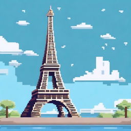 A pixel art image of the Eiffel Tower