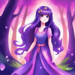 A detailed and colorful illustration of Twilight Sparkle from My Little Pony reimagined as a human