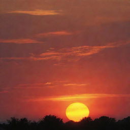 A vibrant, warm-colored 'sunset glow', radiating hues of orange, red, and yellow demonstrating a harmony of warm colors.