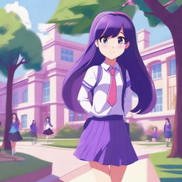 A detailed and colorful illustration of a girl named Twilight Sparkle reimagined as a human school girl