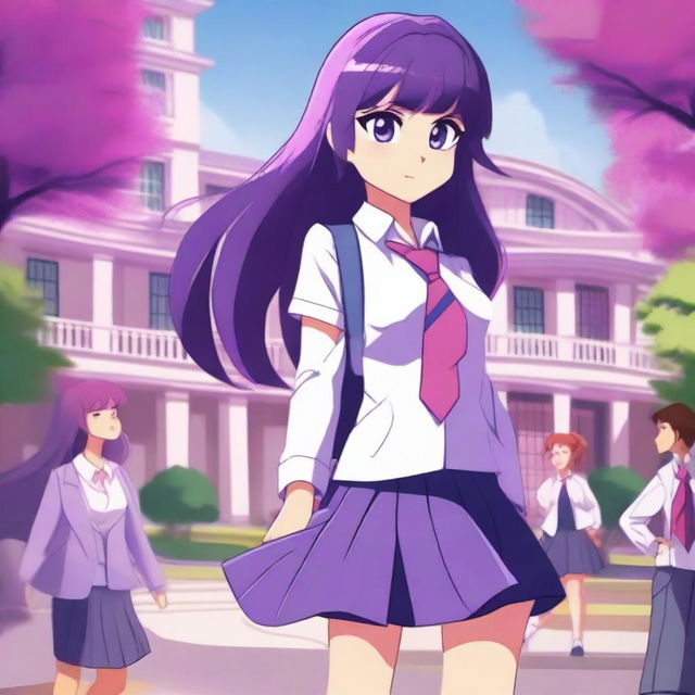 A detailed and colorful illustration of a girl named Twilight Sparkle reimagined as a human school girl