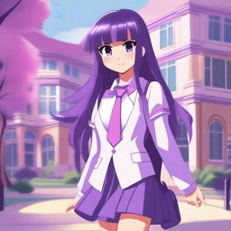 A detailed and colorful illustration of a girl named Twilight Sparkle reimagined as a human school girl