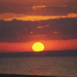 A vibrant, warm-colored 'sunset glow', radiating hues of orange, red, and yellow demonstrating a harmony of warm colors.