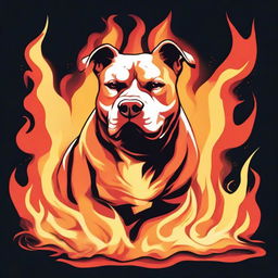 A Dungeons & Dragons style illustration of a pit bull and Labrador mix dog made out of flames