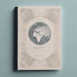 An elegant cover for a poetry anthology named 'Poetry Travels The World With No Passport'. Elements include swirling calligraphy design, globe imagery, and subtle hints of landmarks from around the world.