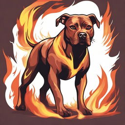 A Dungeons & Dragons style illustration of a pit bull and Labrador mix dog made out of flames