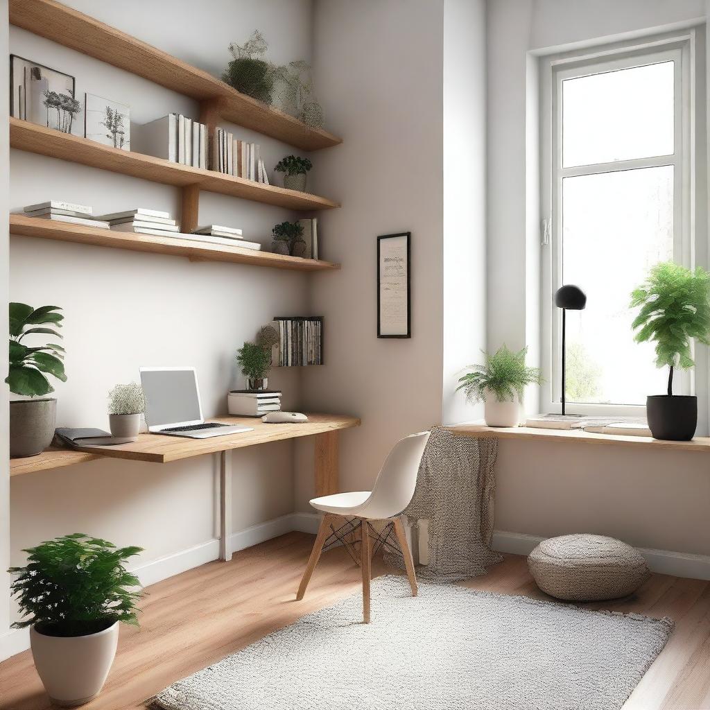 A cozy corner featuring a living and study area