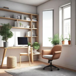 A cozy corner featuring a living and study area