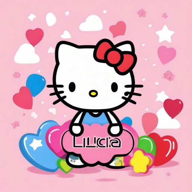 An image of Hello Kitty with the name 'Lucía' displayed prominently