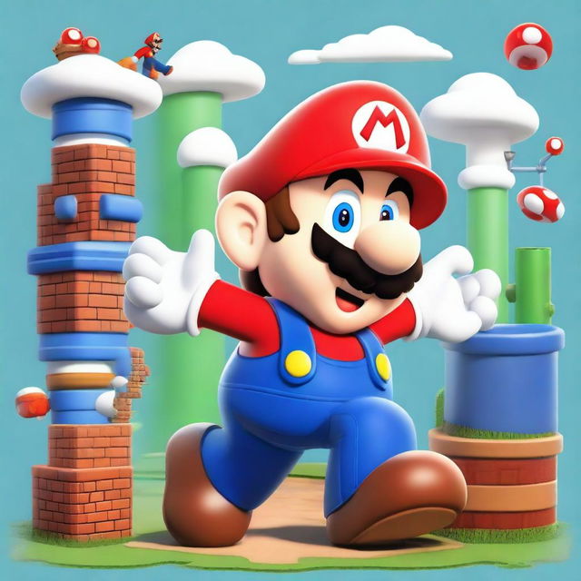 A detailed and vibrant design of Super Mario for direct-to-film (DTF) printing