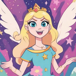 Create a vibrant and captivating poster featuring Princess Star from Star vs the Forces of Evil