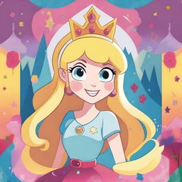 Create a vibrant and captivating poster featuring Princess Star from Star vs the Forces of Evil