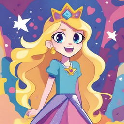 Create a vibrant and captivating poster featuring Princess Star from Star vs the Forces of Evil