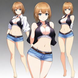 Create an image of a sexy anime girl wearing very short clothes