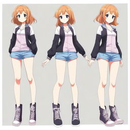 Create an image of a cool anime girl wearing short clothes