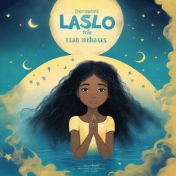 Capa de livro infantojuvenil com uma mão a segurar a lua no céu da noite