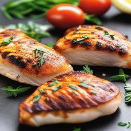 Create an image of a perfectly grilled chicken fillet