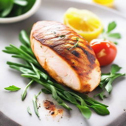 Create an image of a perfectly grilled chicken fillet