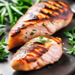 Create an image of a perfectly grilled chicken fillet