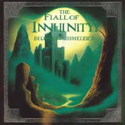 A 1990's fantasy book cover with the title 'The Fall of Infinity and Silence' by Nelson P Cooper