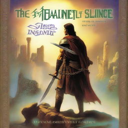 A 1990's fantasy book cover titled 'The Fall of Infinity and Silence' by Nelson P Cooper