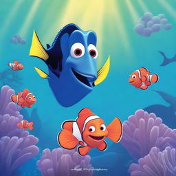 Create a poster inspired by the movie Finding Nemo, but replace the word 'Nemo' with 'Velek'