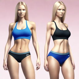 Create an image of a slender blonde girl from Finland wearing sexy Nike clothing