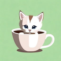 A raw photograph of an adorable kitten sitting inside a teacup