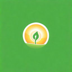 Design a logo featuring a bright sun being lifted between two vibrant green leaves