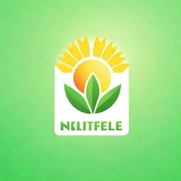 Design a logo featuring a bright sun being lifted between two vibrant green leaves