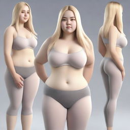 A photorealistic, full-body image of an 18-year-old girl with long blonde hair