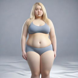 A photorealistic, full-body image of an 18-year-old girl with long blonde hair