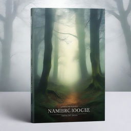 Create a captivating book cover featuring a mysterious forest with mist, ancient trees, and a hidden path