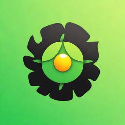 Design a techno-themed logo featuring a bright sun being lifted between two vibrant green leaves, with a solar panel integrated into the design