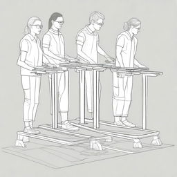 A detailed illustration of a laboratory experiment analyzing the impact of lower limb exoskeletons on gait