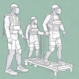 A detailed illustration of a laboratory experiment analyzing the impact of lower limb exoskeletons on gait in a military context