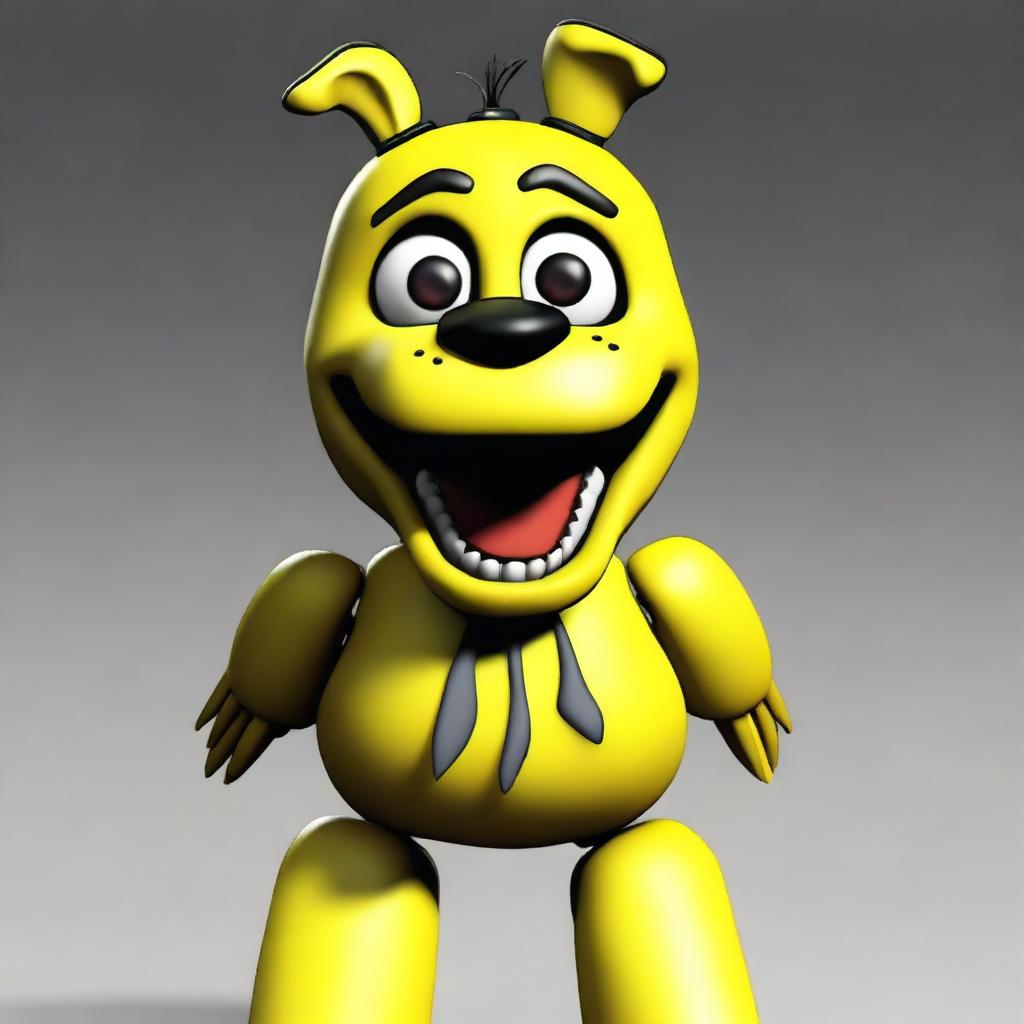 Create a 3D rendering of Chica from the popular video game series Five Nights at Freddy's