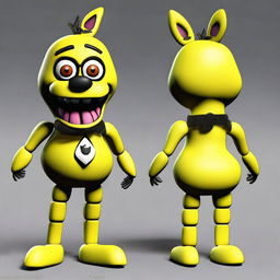 Create a 3D rendering of Chica from the popular video game series Five Nights at Freddy's