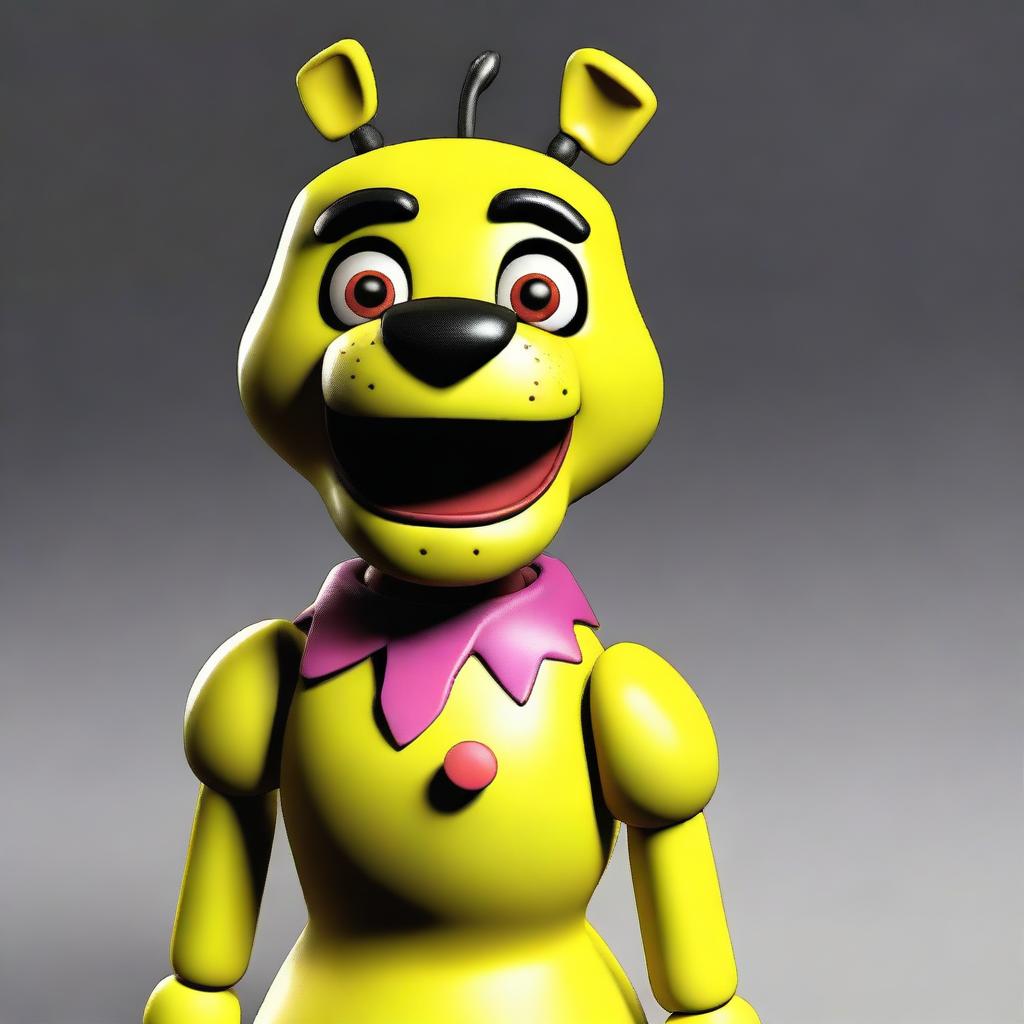 Create a 3D rendering of Chica from the popular video game series Five Nights at Freddy's