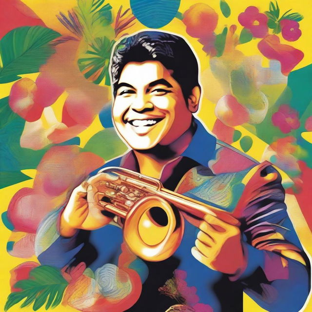 Create a vibrant and colorful poster featuring the artists Jerry Rivera, Orchestra Aragon, and Tito Nieves