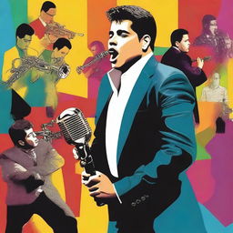 Create a poster montage featuring the artists Jerry Rivera, Orchestra Aragon, and Tito Nieves