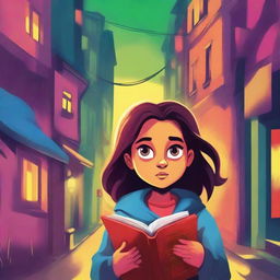 A captivating book cover illustration featuring a young girl who has been kidnapped