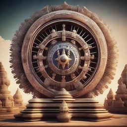 A stunning visual representation of advanced Indian ancient technology that goes beyond modern science concepts, intertwined with elements of Hindu mythology