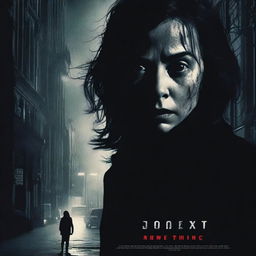 A movie poster for a dark thriller featuring a terrified woman during a blackout in a city