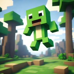 A small frog is jumping in the Minecraft universe