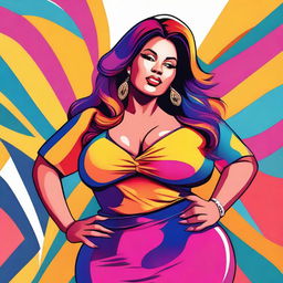 A detailed illustration of a voluptuous woman with a confident and empowering presence