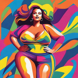 A detailed illustration of a voluptuous woman with a confident and empowering presence